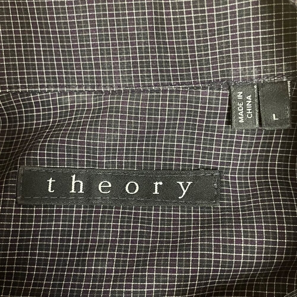 Theory Kyson Micro Checked Button Down Cotton Dre… - image 8